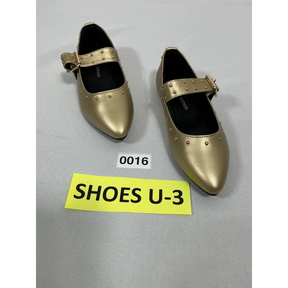 Girls NWOT Pandaninjia Party Shoes 12 Gold Studs Buckle Strap Almond Toe